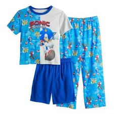 New Sonic The Hedgehog 3 Piece Pajama Set-Boys 4 6 8 10