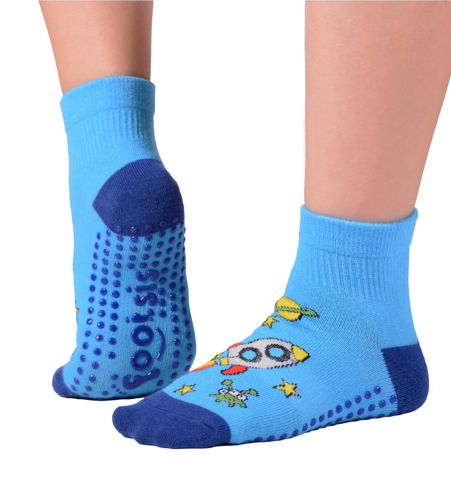 Footsis Non Slip Grip Socks for Yoga, Pilates, Barre, Home - Style “Rocket