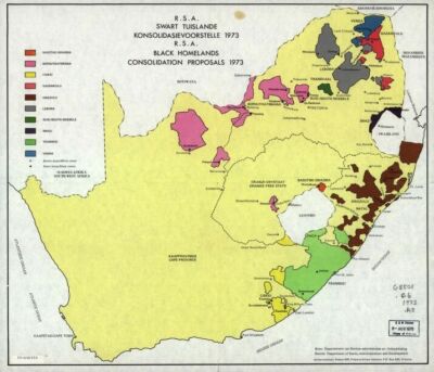 20'' x 24'' 1973 Map of R.S.A. swart tuislande konsolidasievoorstelle