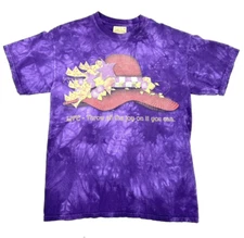 The Mountain Vintage Jody Houghton Shirt Size M Tie Dye Life Joy Red Hat Purple