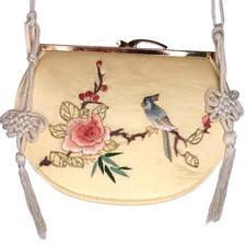 Cheongsam Bag Hand-Embroidered Silk Traditional Chinese Retro Style Floral Bird