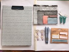 Paperchase 25 Pcs Stationery Set - A4 Padfolio, Fountain Pens, Paperclips & More