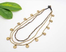 Handmade Layered Beaded Necklace with Charms