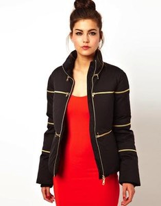 black short padded coat