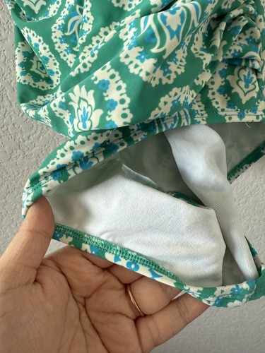 Boden Andros Twist Front Geometric Teal Green Swimsuit Padded Beach Vacation 10 - Picture 6 of 10