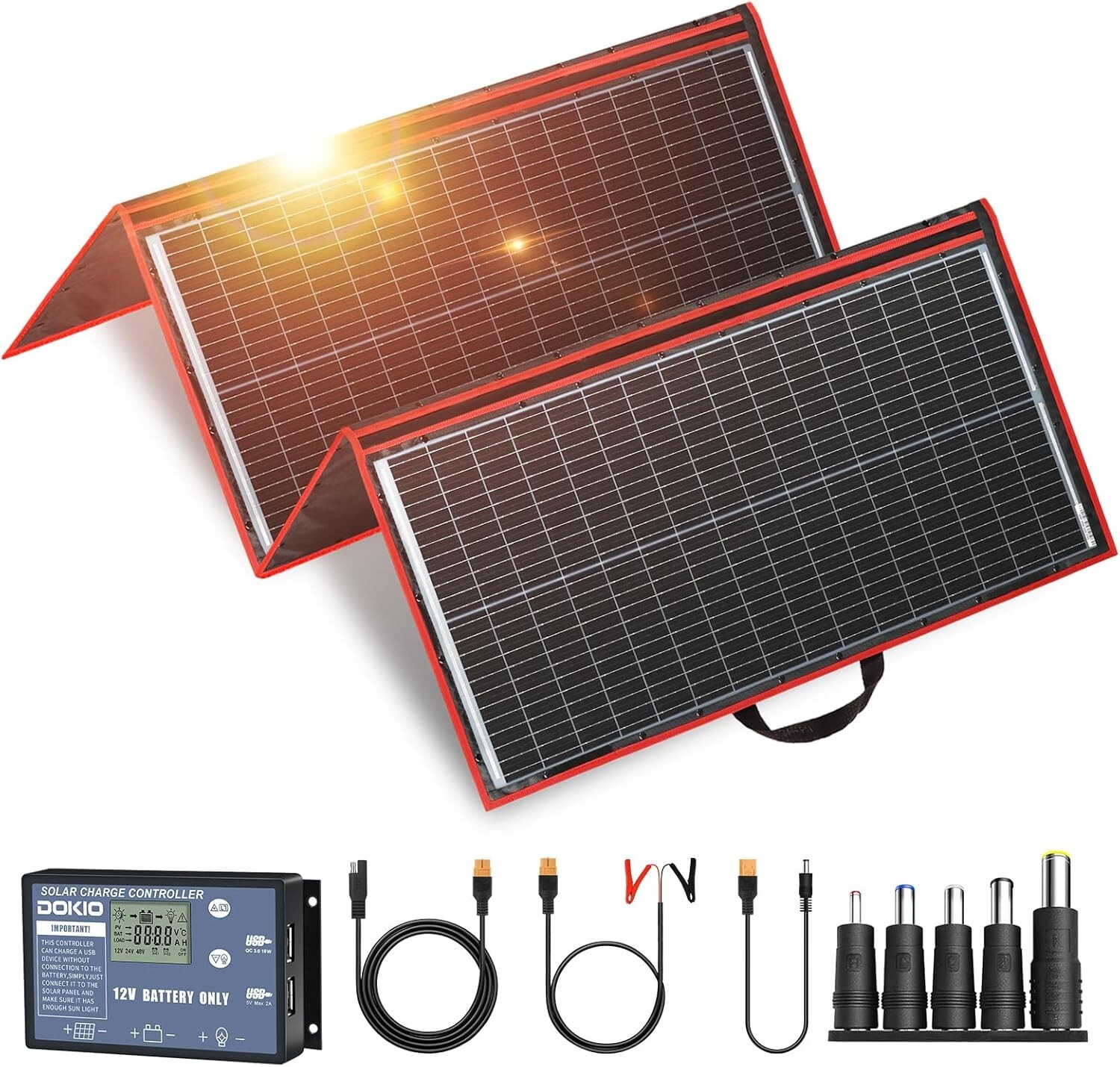 300W Portable Foldable Solar Panel with Dual USB Ports for Camping