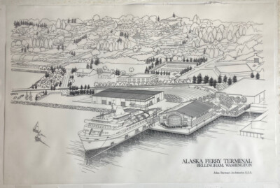 RARE Vintage 1988 Alaska Ferry Terminal Signed Ink Print Bellingham Washington