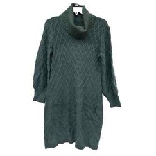 NWOT Sz M Jessica Howard Hunter Green Cable Knit Cowl Neck Sweater Dress.
