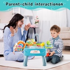 Kids Kitchen Sink Toy Electric Dishwasher Built in Sink Kitchen Game Set Toy