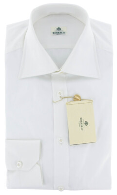 Luigi Borrelli White Solid Cotton Shirt - Slim - (RJ)
