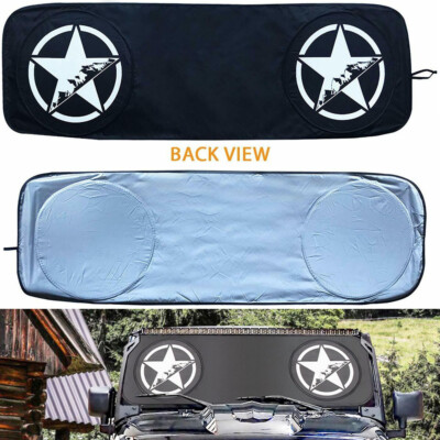 Front Windshield Sun Shade Blocks UV Rays For 1985-2020 Jeep Wrangler JK TJ YJ