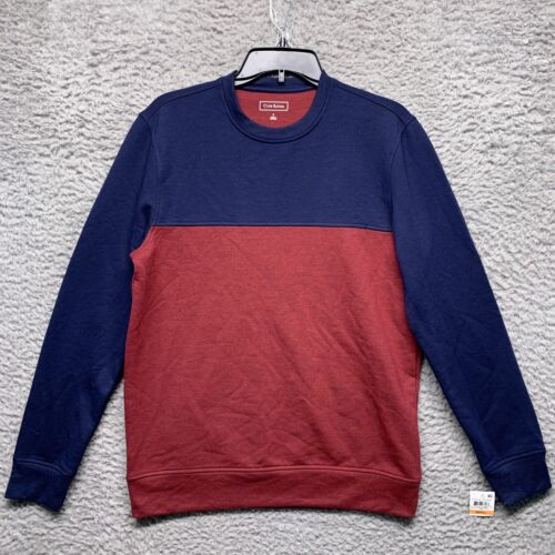 Club Room Shirt Mens S Small Sweatshirt Blue Colorblock Long Sleeve Crew Neck