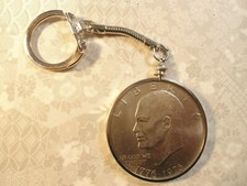 1 Silverplated Eisenhower Dollar Peace Dollar Liberty Dollar Coin Holder Keyring