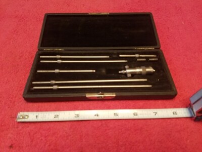 L.S. STARRETT NO.124-A INSIDE MICROMETER COMPLETE CALIPER SET 2'' TO 8'' USA