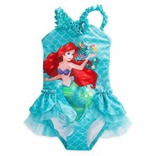 NWT Disney Store Ariel Deluxe Swimsuit Little Mermaid Girls Teal Scale size 7/8