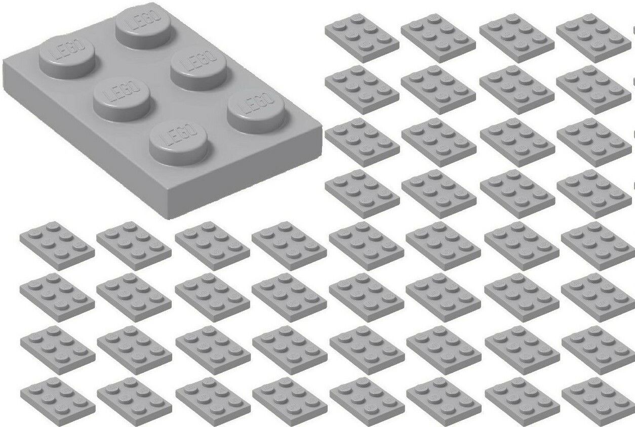 ☀️50x NEW LEGO 2x3 LIGHT BLUISH  GRAY Plates # 3021 BULK Parts City Star wars
