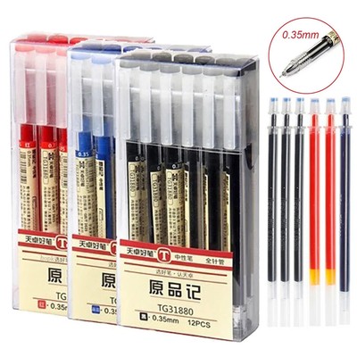 0.35mm Fine Gel Pen Set Blue/Black Ink Refills Rod for Marker Pens School Office