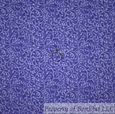 BonEful Fabric FQ Cotton Quilt Purple Tonal Leaf Print Flower Small Scroll Swirl