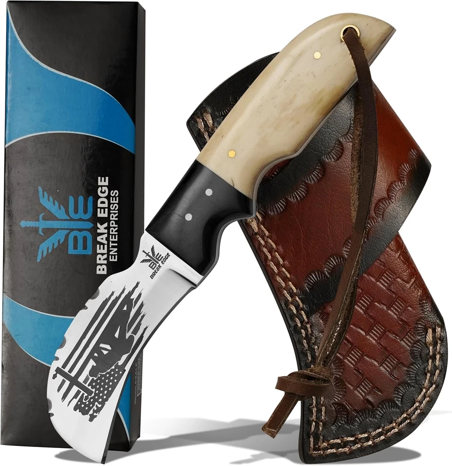 Cuchillo carey de liniero de acero inoxidable hecho a mano con funda de cuero - 7,25" Foto 3 de 4