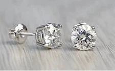 2.00Ct Round Cut VVS1/ D Lab Created Stud Earrings 14K White Gold 7mm Screw Back