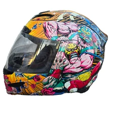 Icon Airmada Rudos Street Full Face Helmet Lucha Libre Size Large Flip Shield