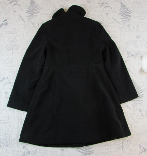 EUC Rothschild Ruffle Collar Peacoat Girls Black Ruffles Dress soft Trench 10 12 - Picture 5 of 5