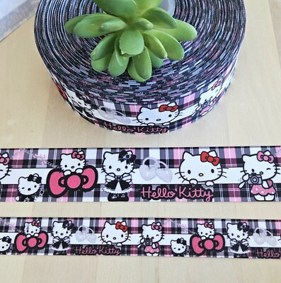 7/8 & 1.5'' (1 YD) Hello Kitty Grosgrain Ribbon Cat Animal Hair Bow Ribbon