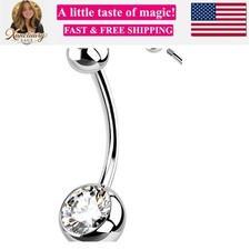 316L Surgical Steel Belly Button Rings for Women Men, 14G 10MM Long Belly Pie...