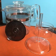 Pyrex Percolator 6 Cup Incomplete - Parts Only - Made In USA - Missing metal top