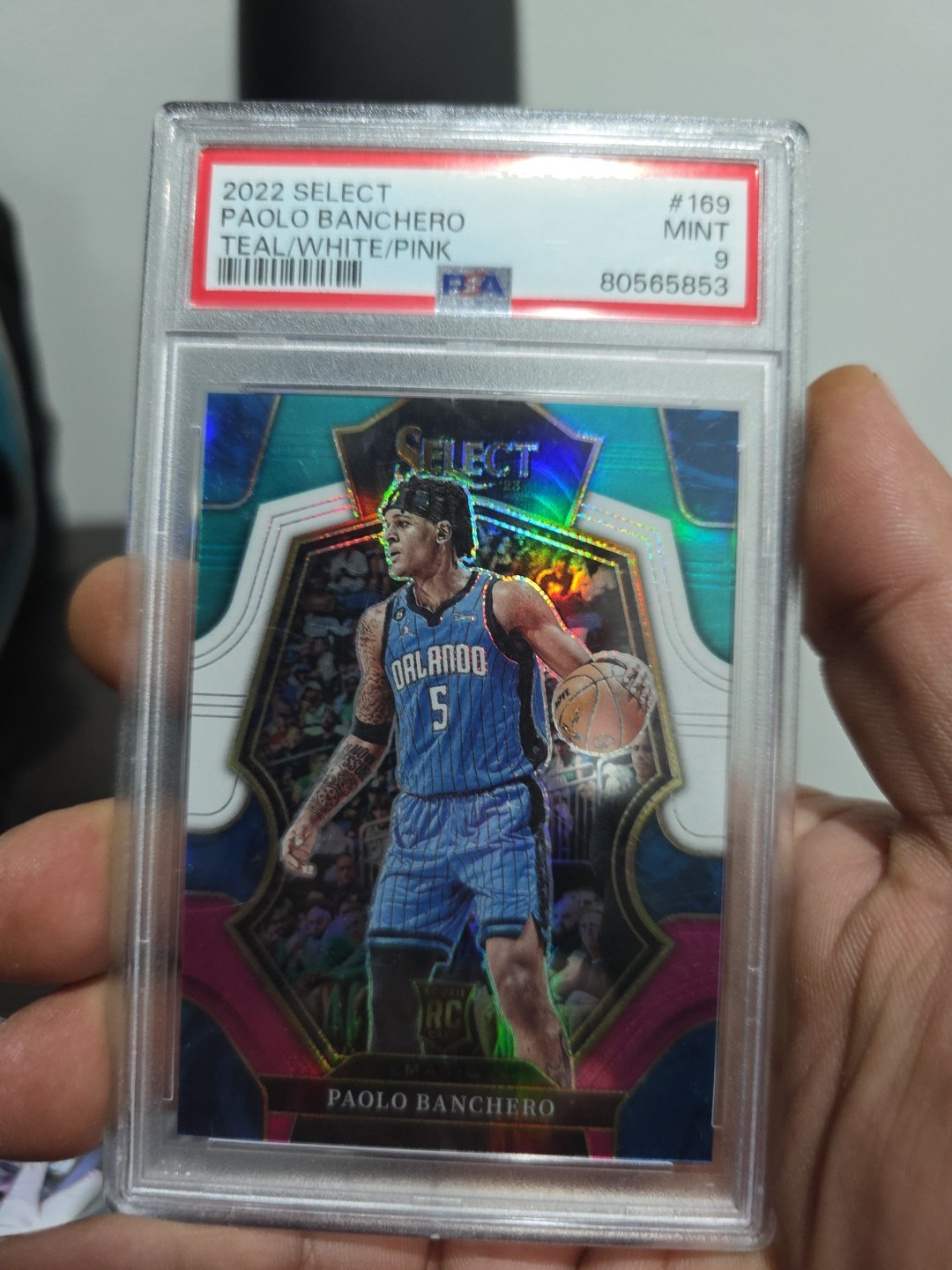 2022-23 Select #169 Paolo Banchero Teal White Pink Prizm /49 PSA 9 Rookie Rc