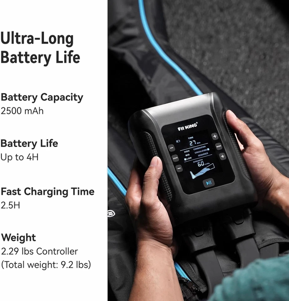 Fit King Professional Air Compression Leg Recovery System Cordless FT-091 Size L - Image 2 of 4