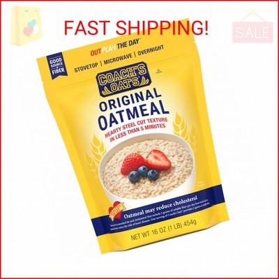 Coach's Oats Whole Grain Oatmeal 1 lbs (16 oz) | Cracked n  Toasted Oats | Quick