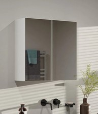 White Bathroom Cabinet with Mirror & Shelves 60x60x22 cm Wall Mounted