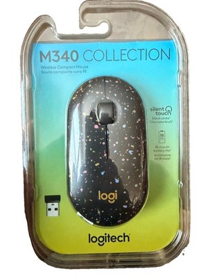Logitech Portable Wireless Silent Mouse M340 Pebble Black With  Speckles