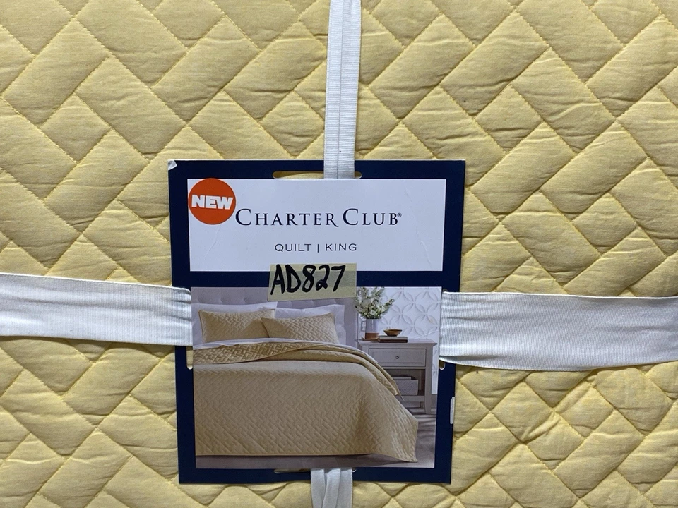 Edredón Charter Club Reversible Cambray King Amarillo Nuevo Foto 3 de 4