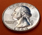 🟅 UNC 1964 90% Silver Wash. 25¢ - 62-Year-Old Coin FREE SHIP