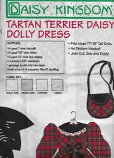 DAISY KINGDOM X-mas Panel Fabric "Tartan Terrier Daisy Dolly Dress" fits 18"doll