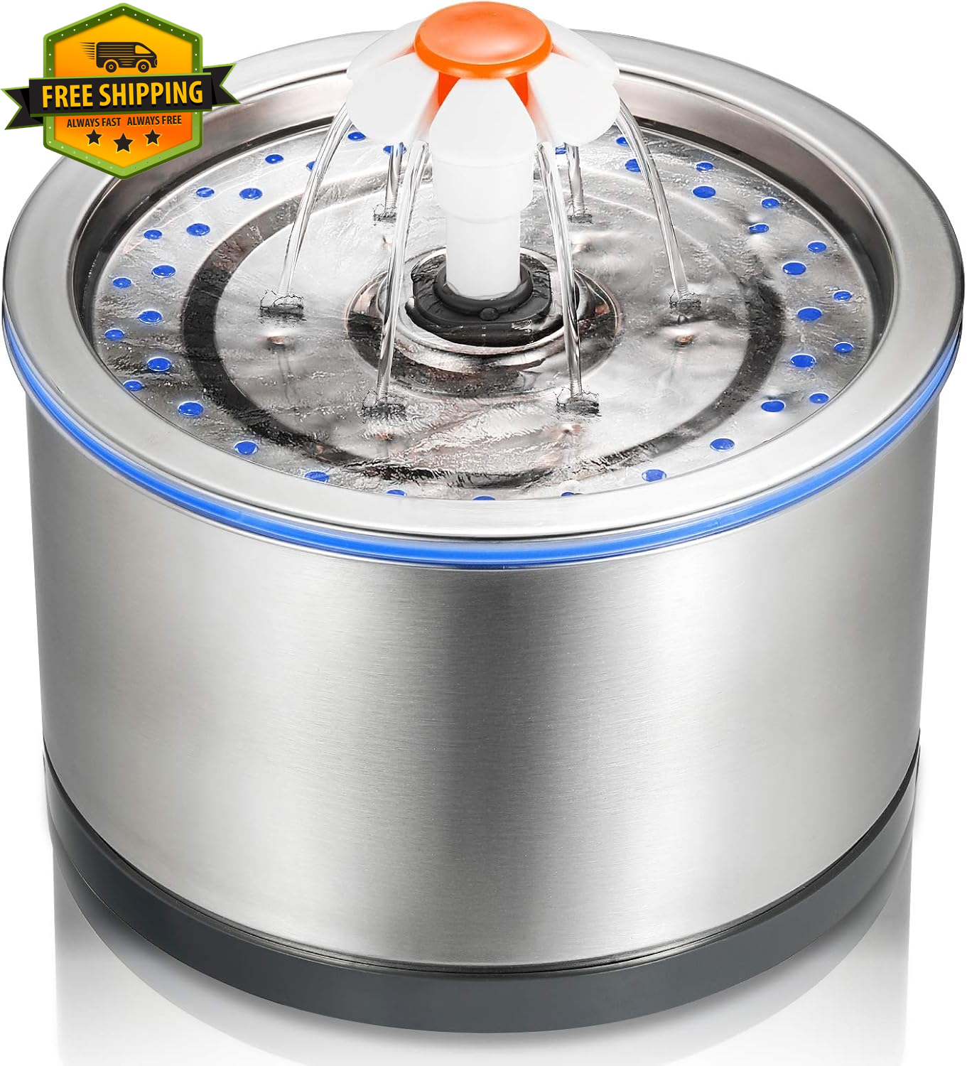84oz Stainless Steel Cat Water Fountain LED
