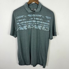 Oakley Polo Shirt Mens Large Gray Short Sleeve Abstract Leaf Print Golf Hydrolix