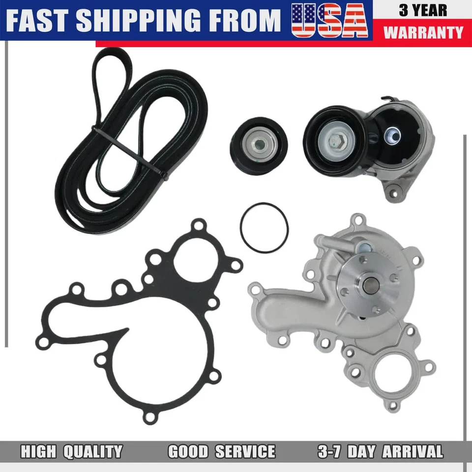 For Toyota Tundra Sequoia 5.7 Water Pump Drive Belt Tensioner Pulley Kit NEW Foto 2 de 4