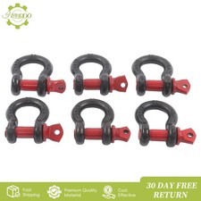6pcs 12 D Ring Shackle 2 Ton Capacity Heavy Duty Screw Shackle Blackred