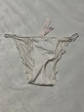 Victoria's Secret White Lace Trim Bikini Panty NWT Satin Bow Wedding Bridal M