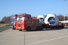 Truck photo MAN platform trailer Denmark red K. Nygard Special Transport #c4sv