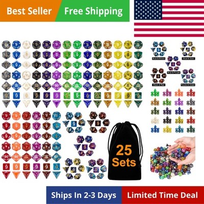 DND Dice Set, 25 X 7 Polyhedral (175 Pieces) for Large, 25sets-2