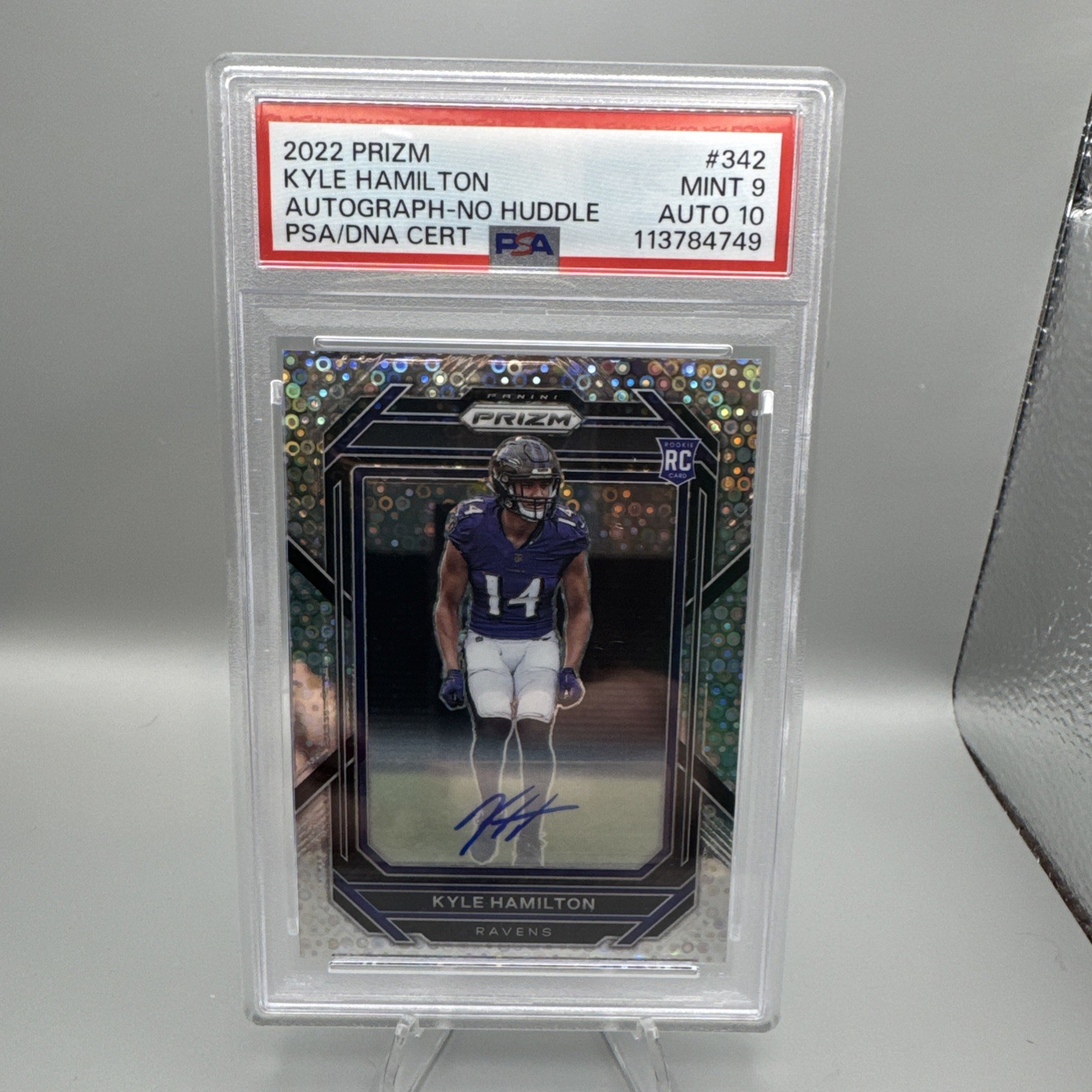 2022 Panini Prizm No Huddle Auto, #342 Kyle Hamilton RC Ravens