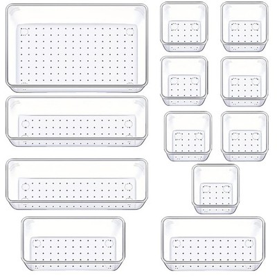 Drawer Organizers Set of 12, 4 Sizes Clear Plastic Drawer Organizers and Stor...