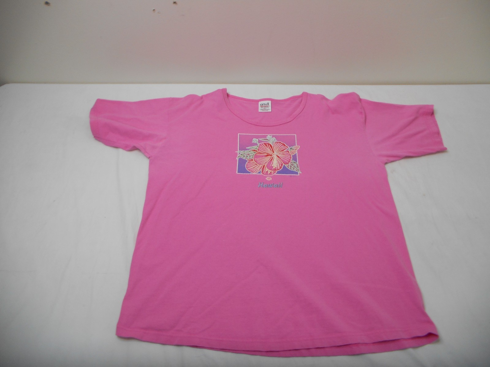 Vintage 90s Womens Hawaii Pink T Shirt Graphic Spell Out Beach Vacation XL