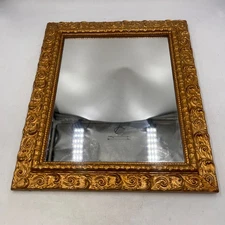 Antique Gesso Baroque Wall Mirror Rococo Regency Gold Gilt Carved Wood 15X13X2