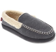 New Levis Roger Faux Sherpa Chambray Gray Moccasin Slippers XL 11 - 12