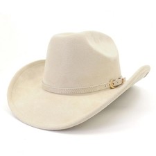 Cowboy Hat Cowgirl Hat Men's  Women's Wide Brim Felt Fedora Hat with Buckle ...